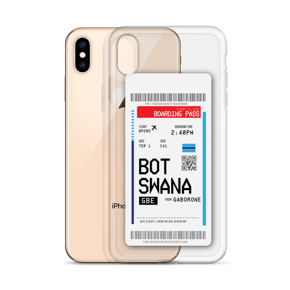 Botswana Transit Boarding Pass iPhone Case