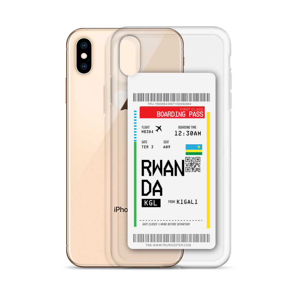 Rwanda Transit Boarding pass iPhone Case