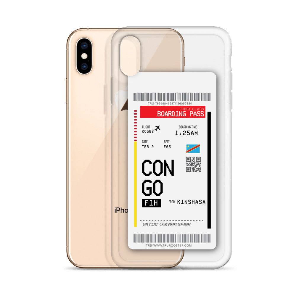 Democratic Republic Of Congo Transit Boarding pass iPhone Casei