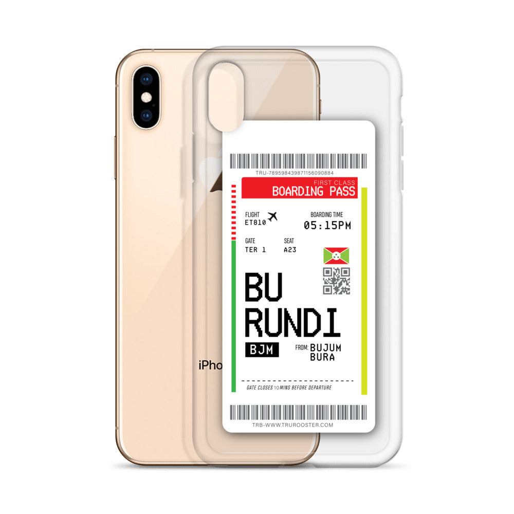 Burundi Transit Boarding Pass iPhone Case