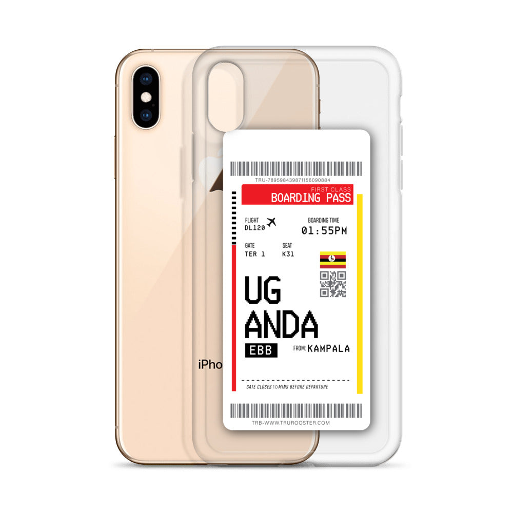 Uganda Transit Boarding Pass iPhone Case