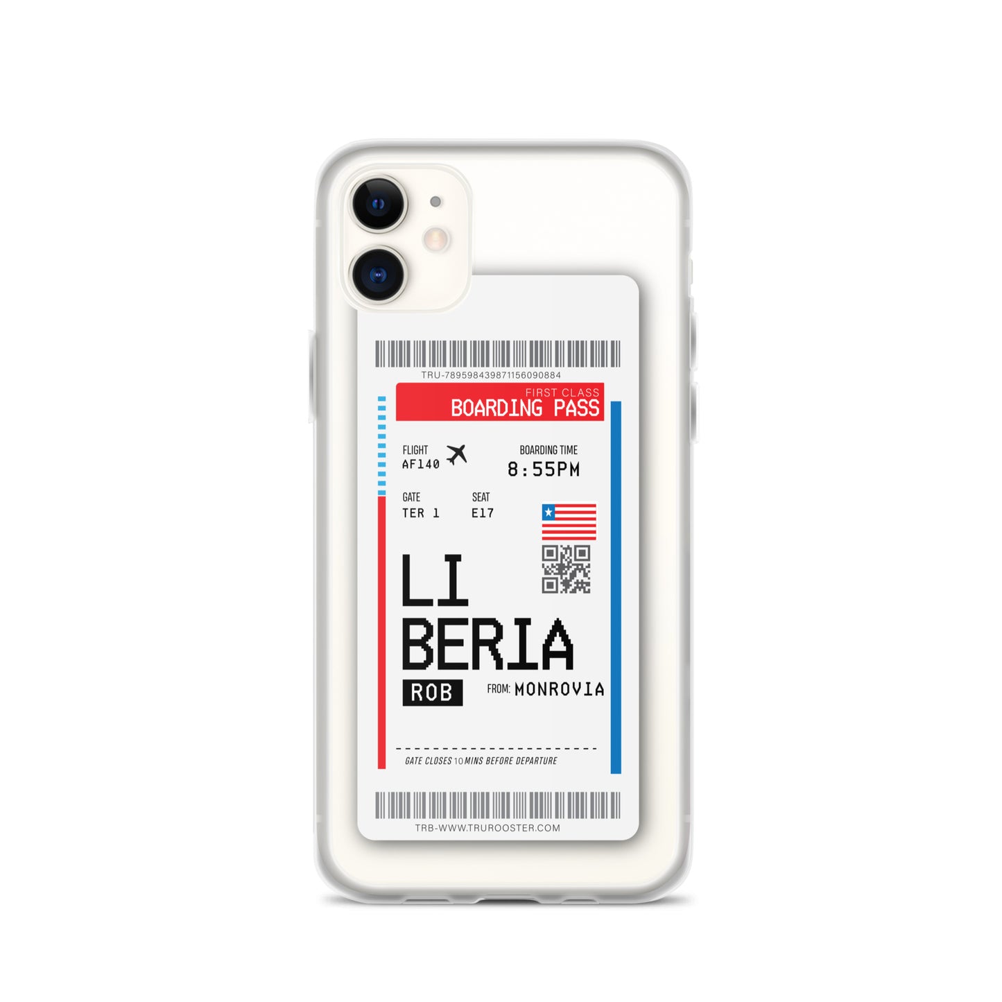 Liberia Transit Boarding Pass iPhone Case