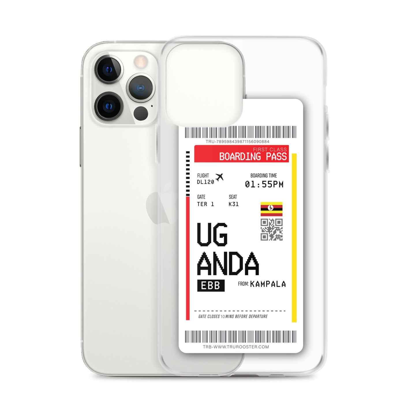 Uganda Transit Boarding Pass iPhone Case