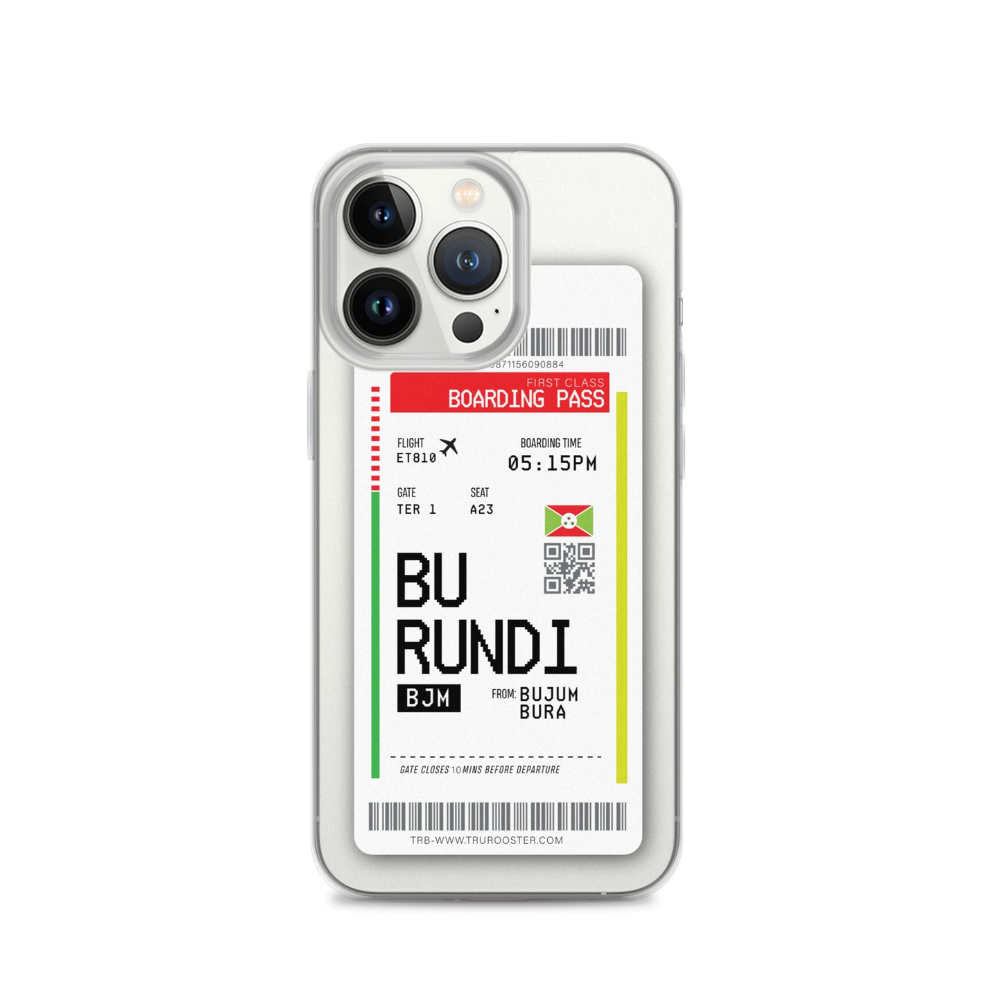 Burundi Transit Boarding Pass iPhone Case