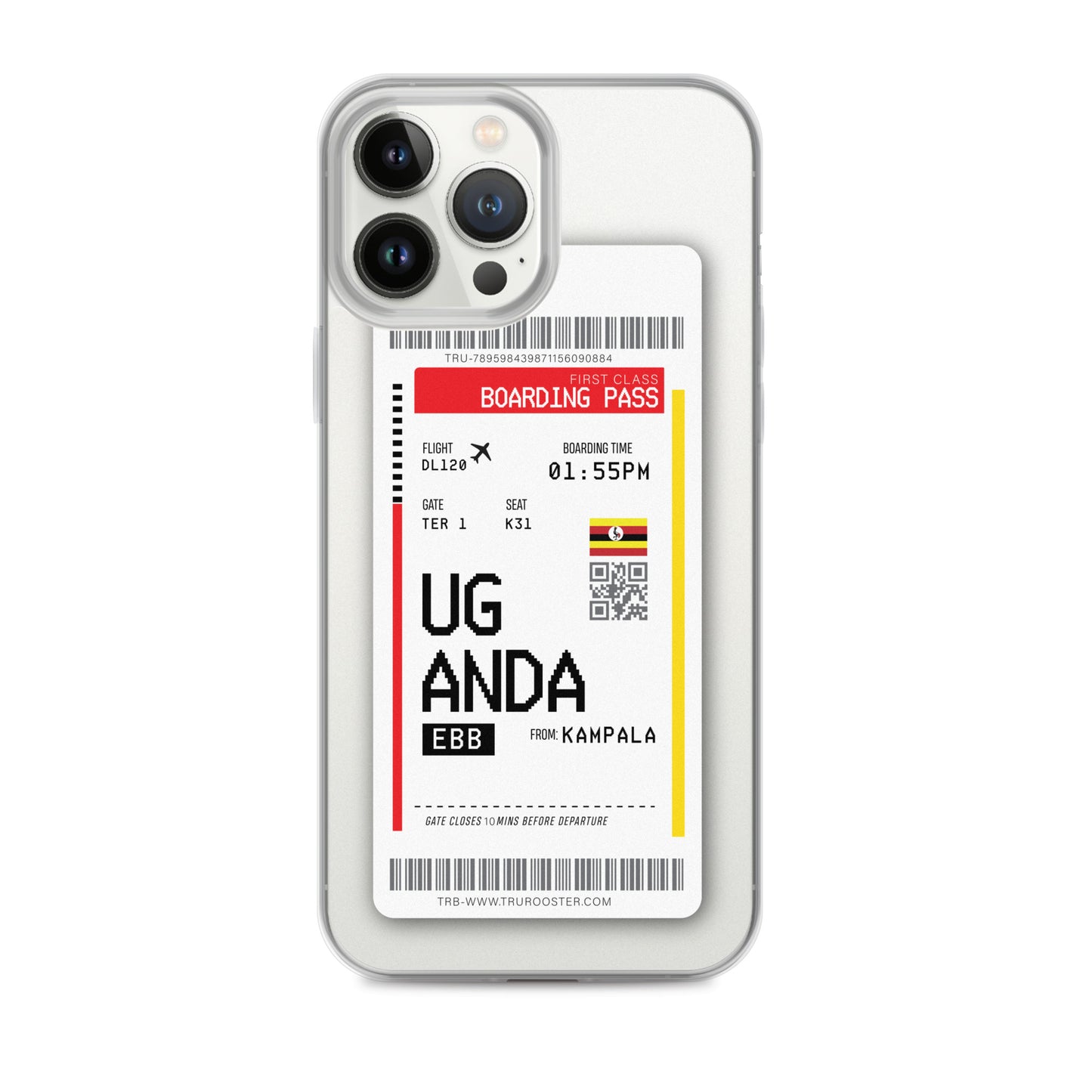 Uganda Transit Boarding Pass iPhone Case