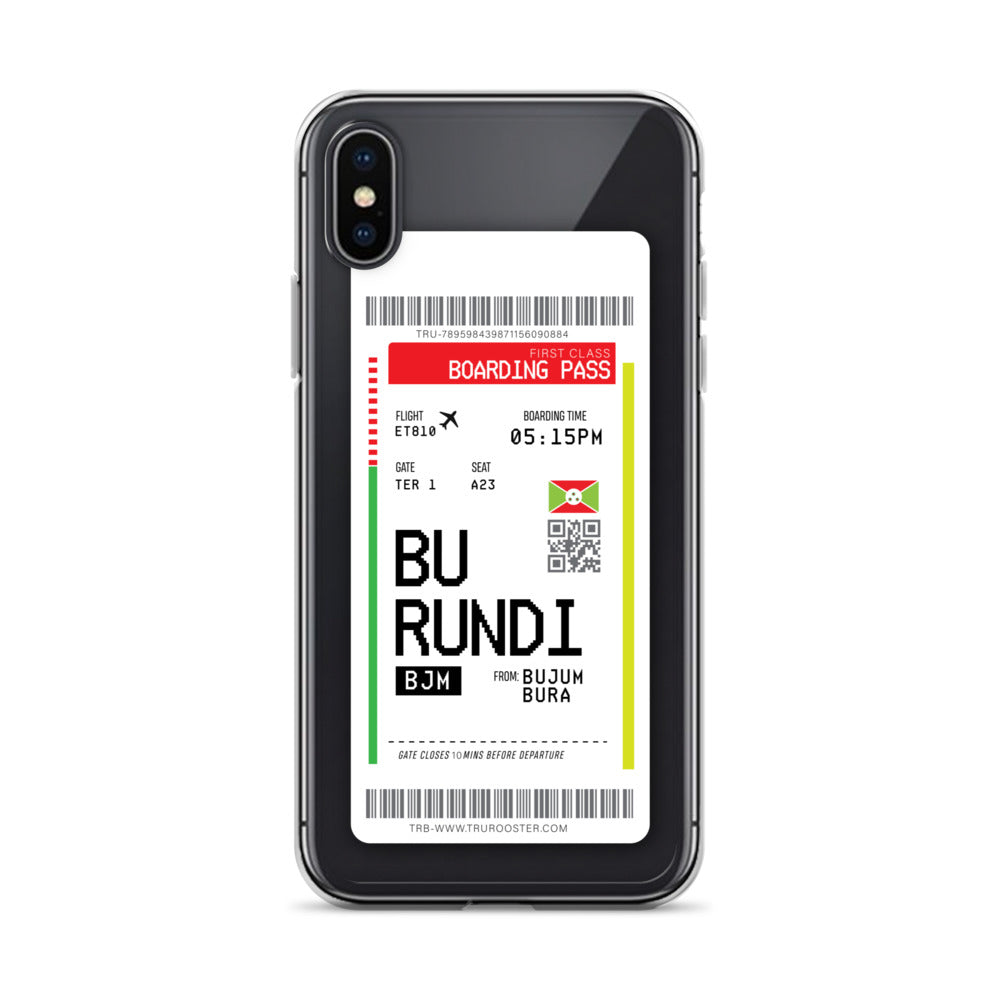 Burundi Transit Boarding Pass iPhone Case