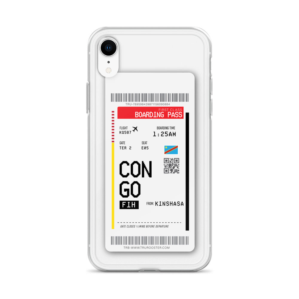 Democratic Republic Of Congo Transit Boarding pass iPhone Casei
