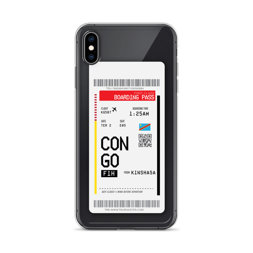 Democratic Republic Of Congo Transit Boarding pass iPhone Casei