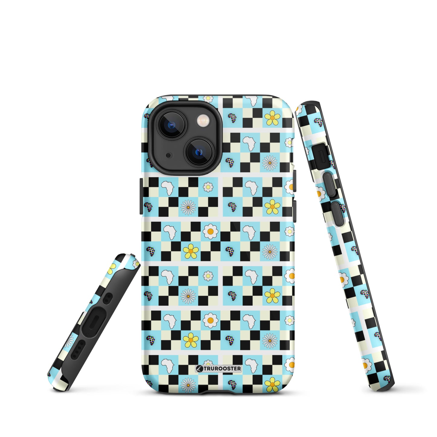African Map Checkered Flower Pattern Protective Case for iPhone®